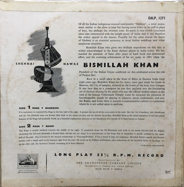 Bismillah Khan - Raga Bageshri / Raga Sohoni (Vinyl)