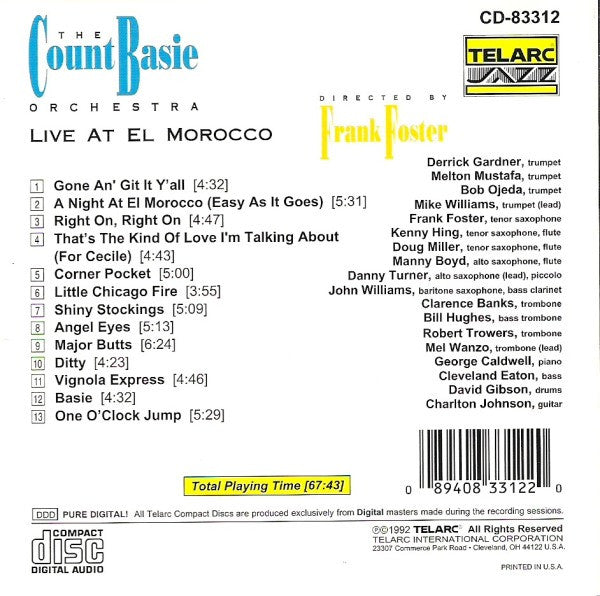 Count Basie Orchestra Directed By Frank Foster - Live At El Morocco (CD) Image