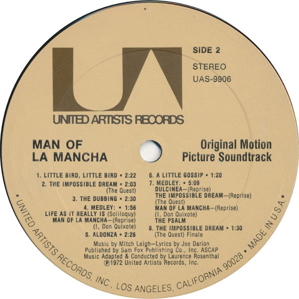 Mitch Leigh, Joe Darion / Peter O'Toole (2), Sophia Loren And James Coco - Man Of La Mancha (Original Motion Picture Soundtrack) (Vinyl) Image