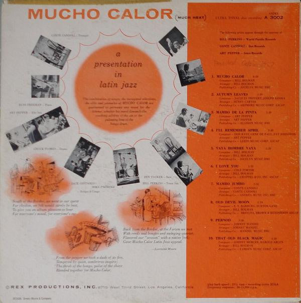 Conte Candoli, Jack Costanzo, Chuck Flores, Russ Freeman, Mike Pacheco, Art Pepper, Bill Perkins, Ben Tucker - Mucho Calor (Much Heat) (Vinyl) Image