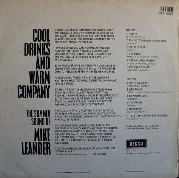 Mike Leander And His Orchestra - Cool Drinks And Warm Company (Vinyl) Image