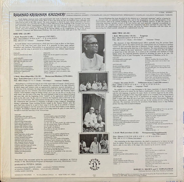 Ramnad Krishnan - Kaccheri (A Concert Of South Indian Classical Music) (Vinyl)