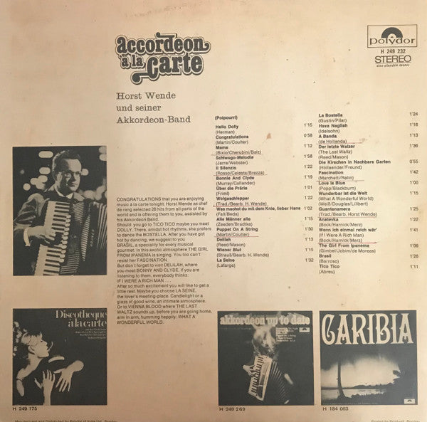 Horst Wende's Akkordeon-Band - Accordeon A La Carte Folge 2 (Vinyl)