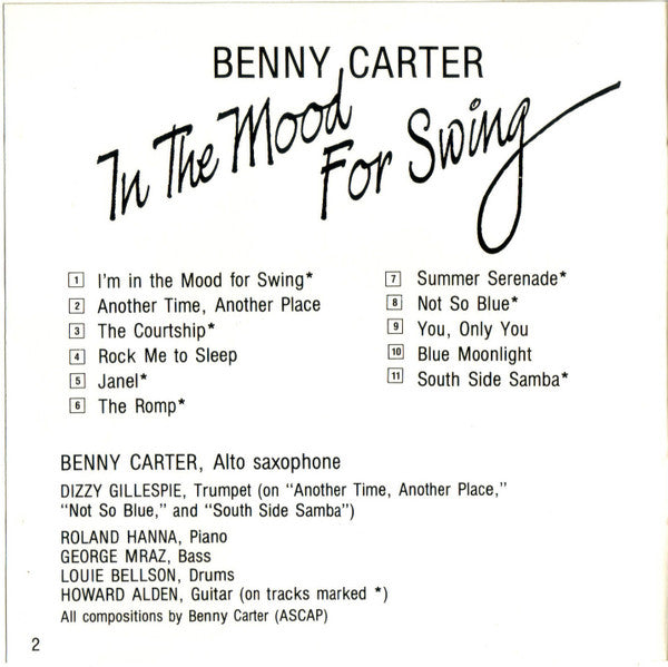 Benny Carter - In The Mood For Swing (CD) Image