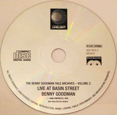 Benny Goodman - The Benny Goodman Yale Archives Vol.2: Live At Basin Street (CD) Image