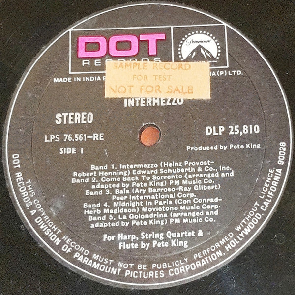 Pete King (2) - Intermezzo for Harp, String Quartet & Flute (Vinyl) Image