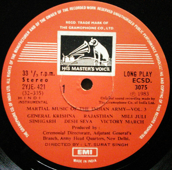Various - Martial Music Of The Indian Army - Vol. 3 (Vinyl)