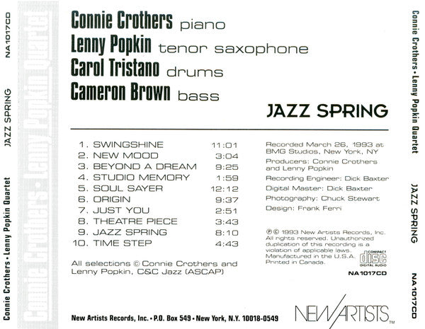 Connie Crothers - Lenny Popkin Quartet - Jazz Spring (CD) Image