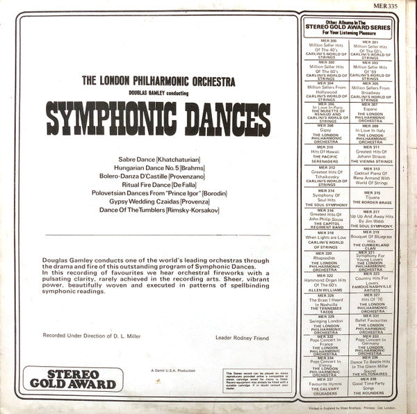 London Philharmonic Orchestra, The Conducted By Douglas Gamley - Symphonic Dances (Vinyl) Image