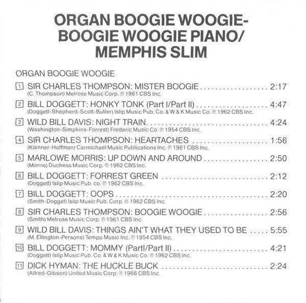 Various - Organ Boogie Woogie / Boogie Woogie Piano (CD) Image