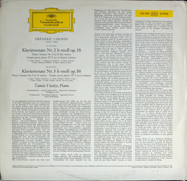 FrÃ©dÃ©ric Chopin ; TamÃ¡s VÃ¡sÃ¡ry - Piano Sonatas No. 2 In B-flat Minor and No. 3 In B Minor (Vinyl) Image