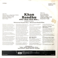 Khan Bandhu, Mohammad Sayeed Khan, Ustad Mohammad Rashid Khan - Khan Bandhu Offer Their First Disc… (Classical Vocal) (Vinyl)