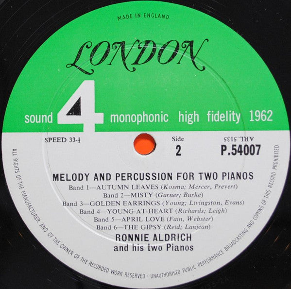 Ronnie Aldrich And His Two Pianos - Melody And Percussion For Two Pianos (Vinyl)