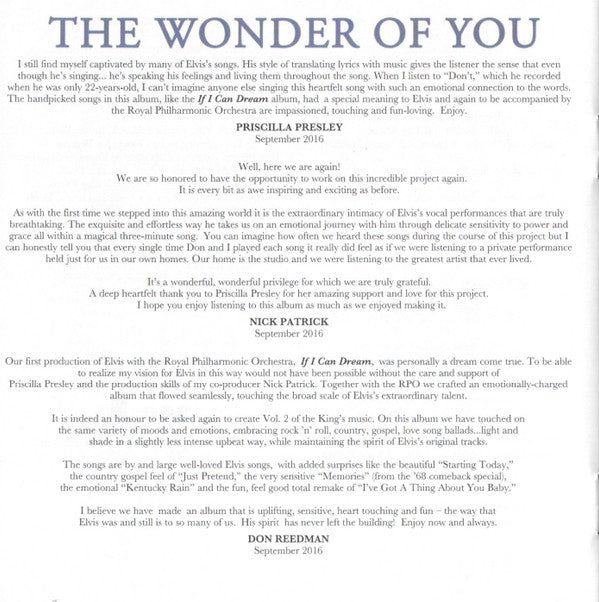 Elvis Presley With Royal Philharmonic Orchestra, The - The Wonder Of You & If I Can Dream (CD) (2)