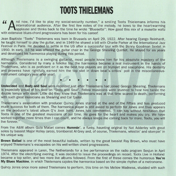 Toots Thielemans - Verve Jazz Masters 59 (CD) Image