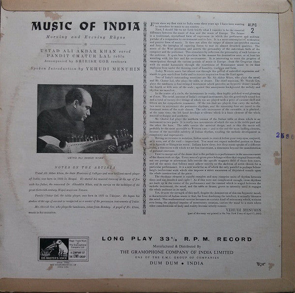 Ali Akbar Khan, Chatur Lal - Music Of India (Morning And Evening Rāgas) (Vinyl)