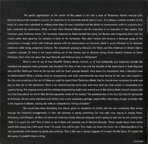 Wynton Marsalis - Marsalis Plays Monk - Standard Time Vol. 4 (CD)