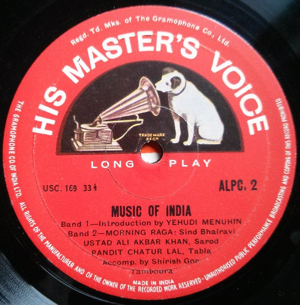 Ali Akbar Khan, Chatur Lal - Music Of India (Morning And Evening RÄgas) (Vinyl) Image