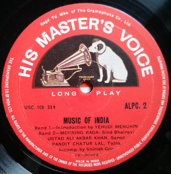 Ali Akbar Khan, Chatur Lal - Music Of India (Morning And Evening Rāgas) (Vinyl)
