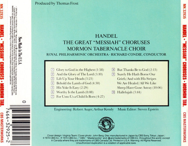 Georg Friedrich Händel, Mormon Tabernacle Choir - The Great "Messiah" Choruses (CD)