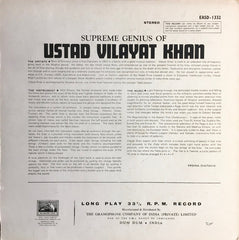 Vilayat Khan - The Supreme Genius Of Ustad Vilayat Khan (Vinyl)