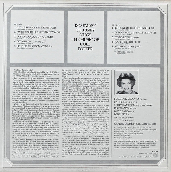 Rosemary Clooney - Rosemary Clooney Sings The Music Of Cole Porter (Vinyl) Image