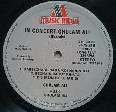 Ghulam Ali - In Concert (Ghazals) (Vinyl) (2)