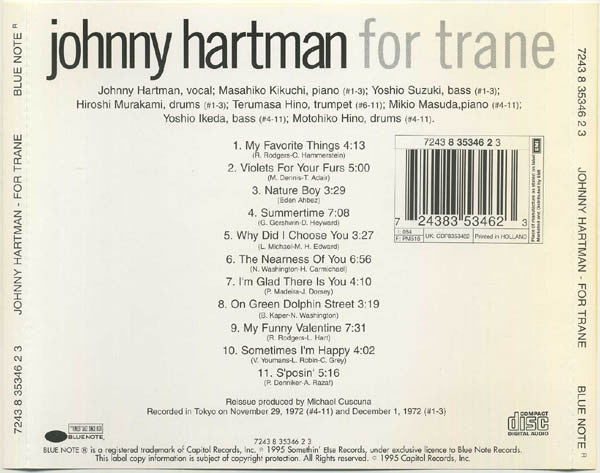Johnny Hartman - For Trane (CD) Image