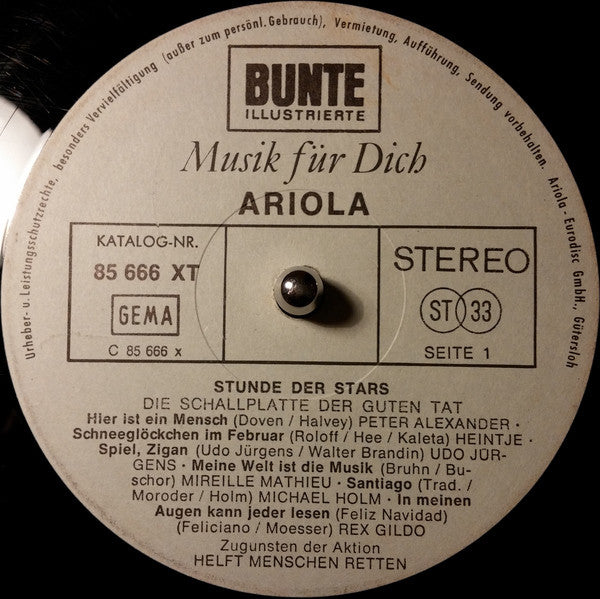 Various - Stunde Der Stars (Die Schallplatte Der Guten Tat) (Vinyl) Image