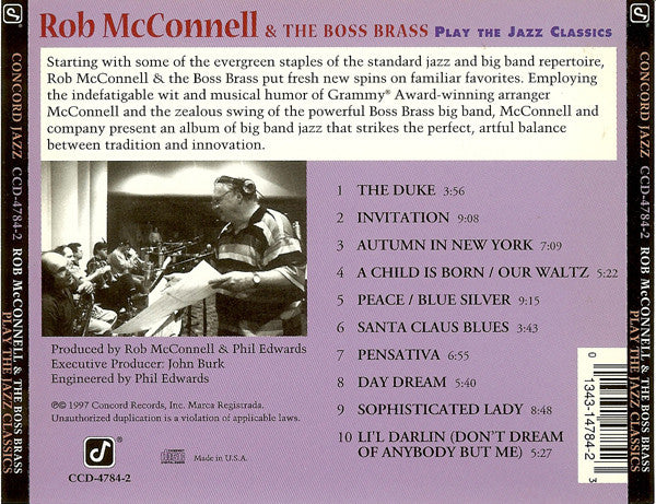 Rob McConnell & The Boss Brass - Play The Jazz Classics (CD) Image