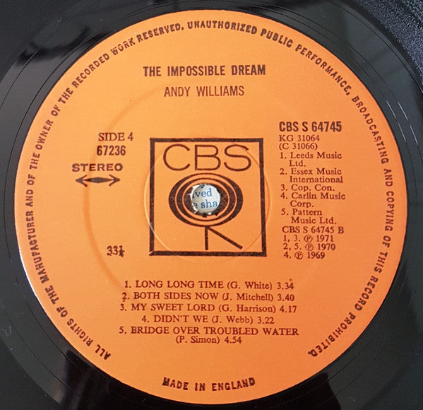 Andy Williams - The Impossible Dream (Vinyl) (2 LP) Image
