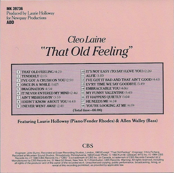 Cleo Laine - That Old Feeling (CD) Image