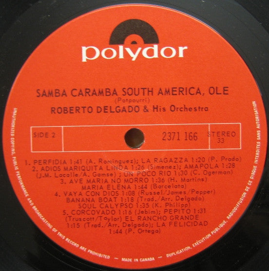 Roberto Delgado & His Orchestra - Samba Caramba - South America Ole (Vinyl) Image