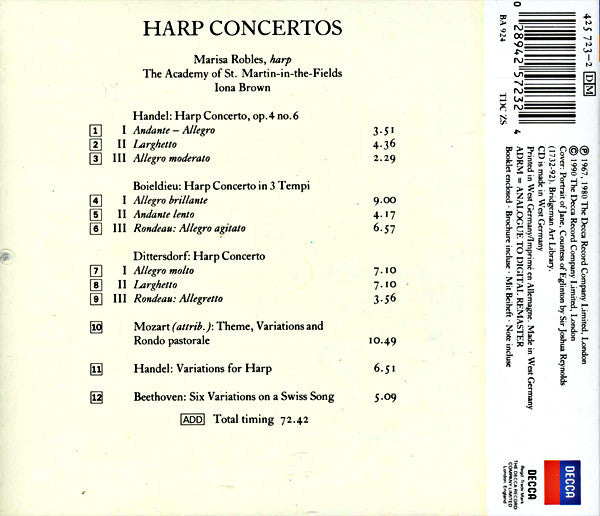 Marisa Robles, Academy Of St. Martin-in-the-Fields, The, Iona Brown - Harp Concertos (CD)