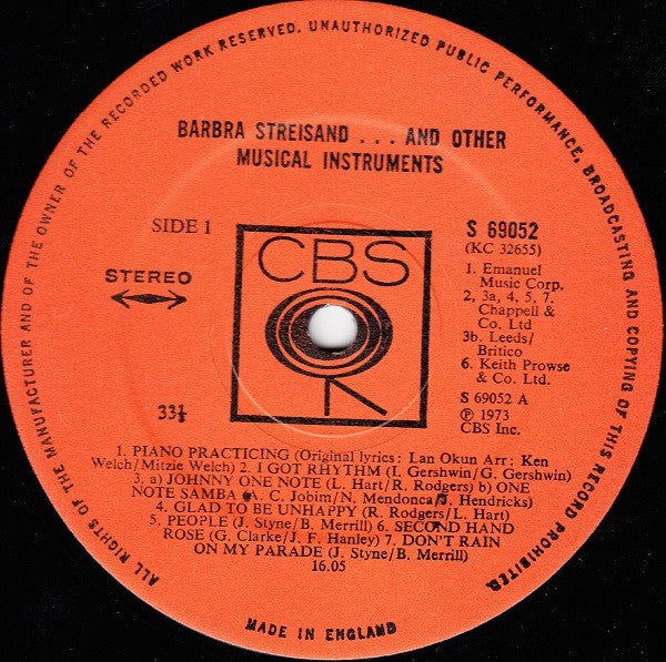 Barbra Streisand - Barbra Streisand And Other Musical Instruments (Vinyl)