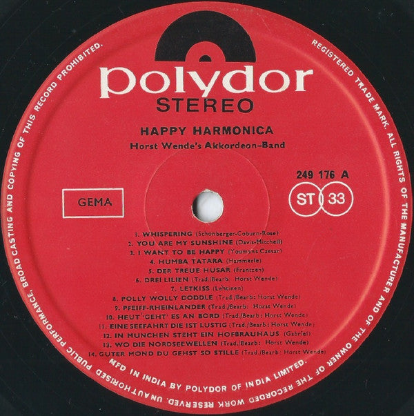 Horst Wende's Akkordeon-Band - Happy Harmonica (Vinyl)