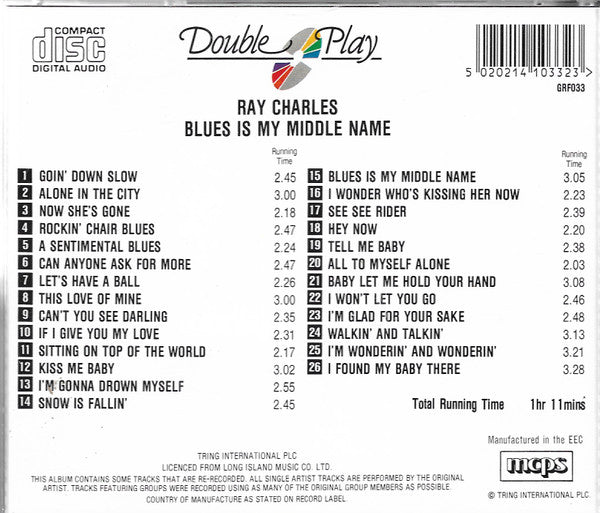 Ray Charles - Blues Is My Middle Name (CD) Image