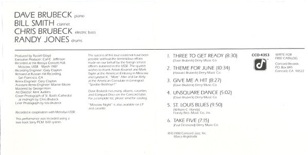 Dave Brubeck - Moscow Night (CD) Image