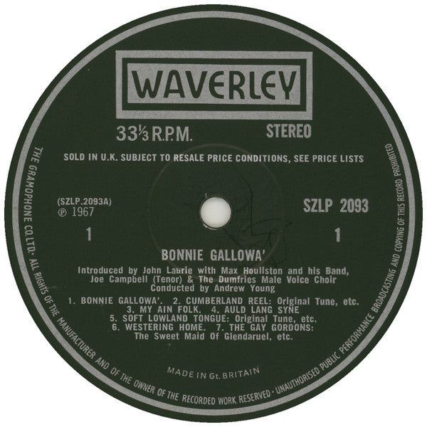 Max Houliston & His Band, Joe Campbell (11) And Dumfries Male Voice Choir Conducted By Andrew Young (14) - Bonnie Gallowa' (Introduced By John Laurie) (Vinyl)