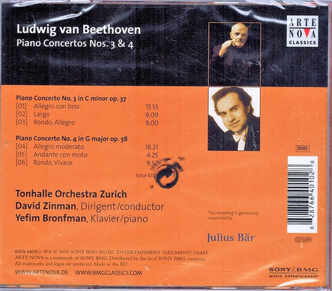 Ludwig van Beethoven / Yefim Bronfman, Tonhalle-Orchester Zürich, David Zinman - Piano Concertos Nos. 3 & 4 (CD)