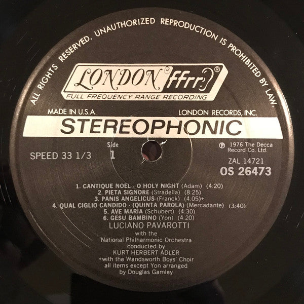 Luciano Pavarotti, National Philharmonic Orchestra, Kurt Herbert Adler - O Holy Night (Vinyl) Image