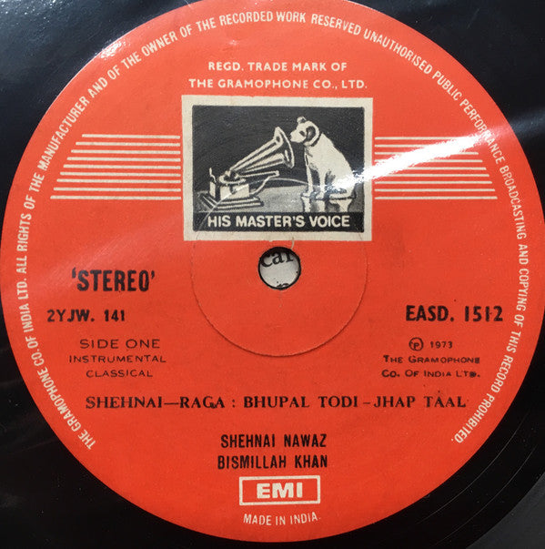 Bismillah Khan - Raga: Bhupal-Todi Jhap Taal â— Bageshree Teen Taal (Vinyl) Image