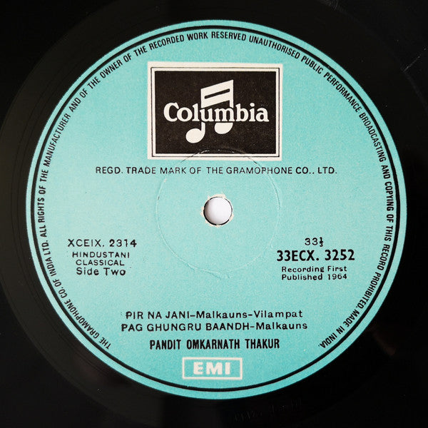Omkarnath Thakur - Raga Todi Raga Malkauns (Vinyl) Image