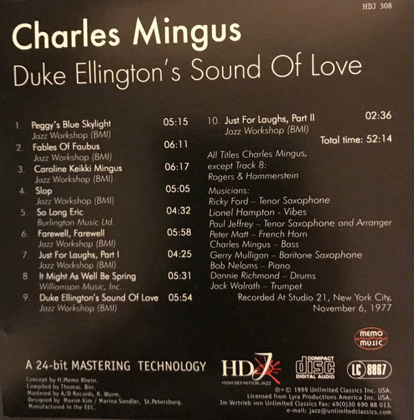 Charles Mingus - Duke Ellington's Sound Of Love (CD) Image