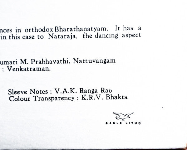 M. L. Vasanthakumari - An Evening of Bharathanatyam (Vinyl) Image