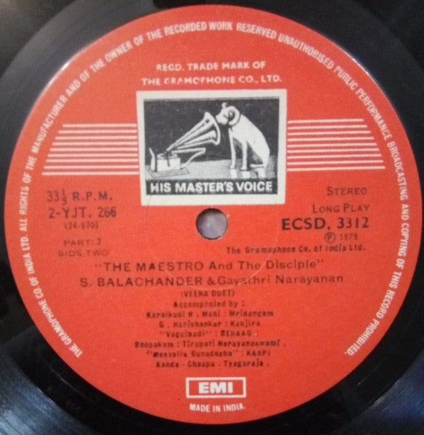 Sundaram Balachander, Gayathri Narayanan - The Maestro And The Disciple - Veena Duet 2 (Vinyl) Image