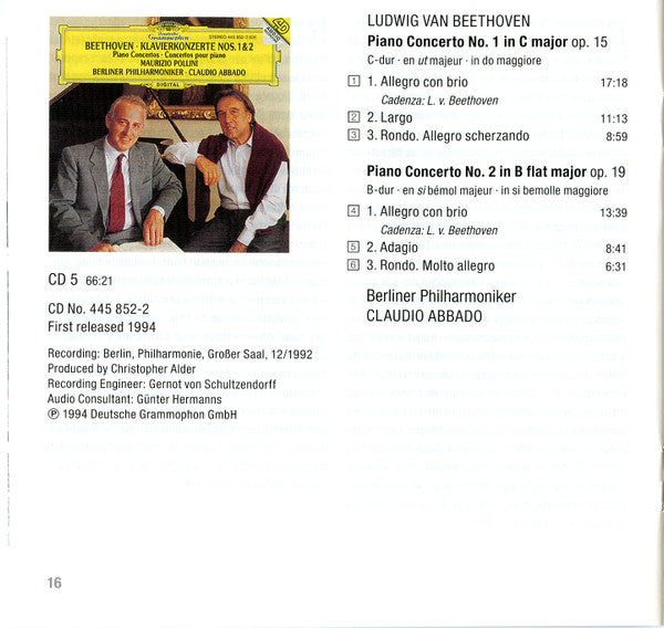 Maurizio Pollini, Wolfgang Amadeus Mozart, Ludwig van Beethoven, Johannes Brahms - Maurizio Pollini Concertos (CD) (8)