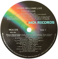 Roger Williams (2) - Roger Williams Live (Vinyl) Image