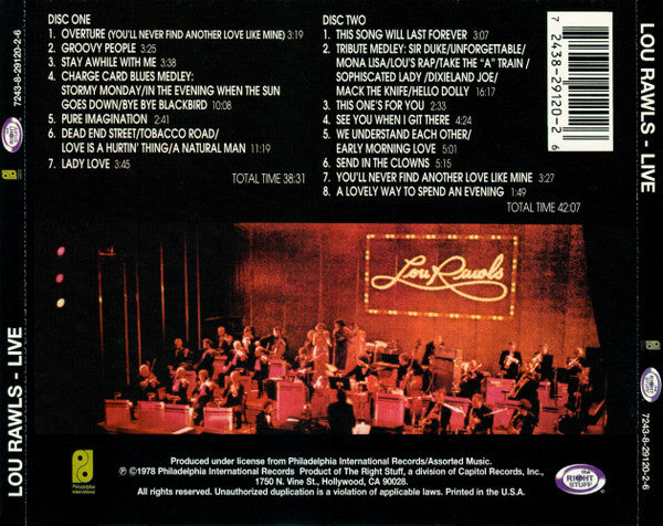 Lou Rawls - Live (CD) (2 CD) Image