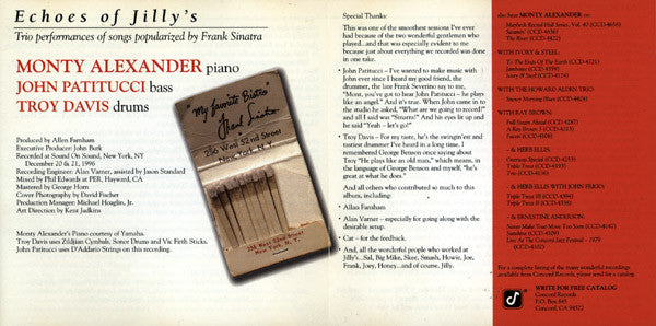 Monty Alexander With John Patitucci & Troy Davis (2) - Echoes Of Jilly's (CD) Image